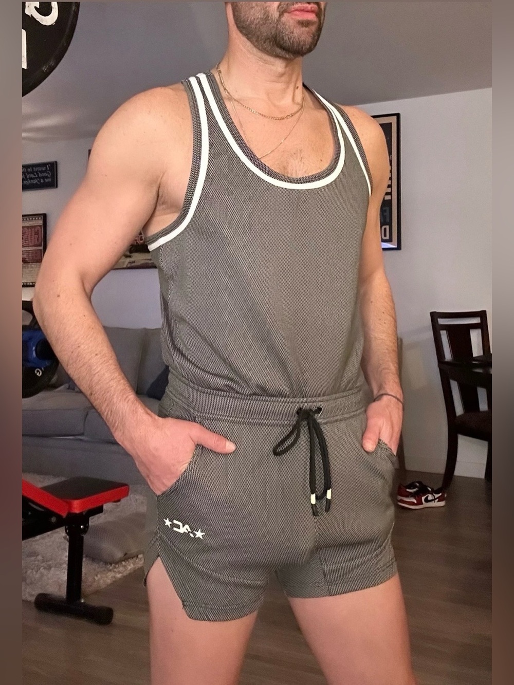 Andrew Christian | Fit Mesh Training Shorts & Tank in Black (Small)